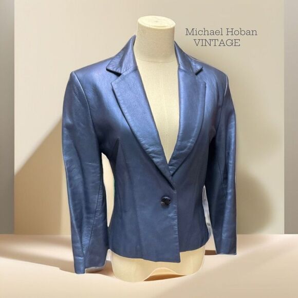 Michael Hoban North Beach Authentic Vintage Women’s Leather Blazer Jacket 1980’s - Picture 12 of 12